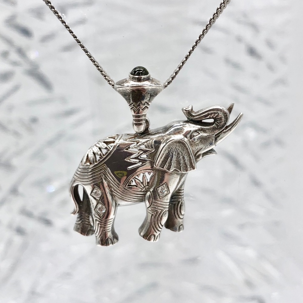 Unique fine silver necklace Elephant